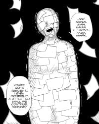 naruto_(series) shizune konan bondage interrogation encasement defeated_heroine captured_heroine angry resisting restrained paper_bondage villainess heroine black_hair manga_style gaijougqijoue_(artist) defiant