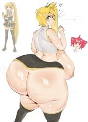 1girls ?! akita_neru ass_bigger_than_head ass_bigger_than_skirt blush blushing breasts_bigger_than_head bursting_butt female huge_ass huge_breasts hyper hyper_ass hyper_breasts kasane_teto looking_back phoenixblumm phoenixlamarrr startled tagme vocaloid