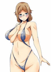 1girls artist_request bikini breasts female_only glasses kantai_collection katori_(kantai_collection) large_breasts