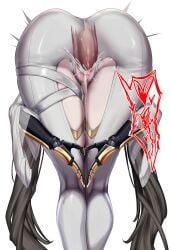 1boy 1girl absurdres amen_pose_(meme) ass bent_over black_hair censored clothing_cutout commentary_request cum cum_in_pussy cum_overflow ejaculation feet_out_of_frame female_ejaculation from_behind heart heart_hands hetero highres long_hair long_sleeves lucia:_pyroath_(pgr) lucia_(pgr) luo_tian_er mechanical_arms meme mosaic_censoring own_hands_together pants punishing:_gray_raven sex sex_from_behind simple_background speech_bubble spoken_heart spoken_squiggle squiggle standing thigh_cutout twintails vaginal variant_set very_long_hair white_background white_pants