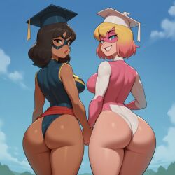 2girls aged_up agents_of_atlas ai_generated ass avengers big_ass big_breasts big_thighs blonde_female blonde_hair breasts brown-skinned_female brown_body brown_skin champions_(marvel) curvaceous curvy curvy_figure dark-skinned_female dark_skin digital_media_(artwork) female female_only gwendolyn_poole gwenpool gwenpool_(series) hips hourglass_figure huge_ass huge_breasts huge_thighs inhuman kamala_khan large_ass large_breasts large_thighs legs light-skinned_female light_skin marvel marvel_comics mature mature_female ms._marvel ms._marvel_(kamala_khan) multicolored_hair mutant mutant_(marvel) phophopho pink_hair slim_waist thick thick_hips thick_legs thick_thighs thighs voluptuous waist wide_hips young_avengers