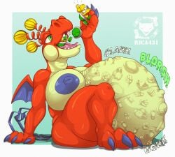 anthro areola belly big_areola big_belly bodily_fluids dragon dry_bones female green_eyes group half-closed_eyes hi_res hooktail huge_belly hyper hyper_belly koopa koopa_troopa macro mario_bros multi_tail mythological_creature mythological_scalie mythology narrowed_eyes nintendo nude onomatopoeia open_mouth oral_vore paper_mario paper_mario:_the_thousand_year_door red_body red_scales rica431 saliva scales scalie sitting size_difference sound_effects swallowing tail text vore vore_belly wings