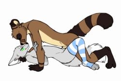 actry animal_genitalia animated anthro anthro_on_anthro bedroom_eyes brown_body brown_fur butt canid canine canine_genitalia canis captain_(folfad) clothed clothing digital_media_(artwork) dipstick_tail duo feet femboy fluffy fluffy_tail fox fully_sheathed fur genitals grey_body grey_fur grinding hug hybrid legwear loop male male/male mammal markings narrowed_eyes no_underwear nude on_top paws procyonid raccoon romantic romantic_couple seductive sheath sheath_frottage sheath_play simple_background slim small_waist smile tail tail_markings thigh_highs toes topless wolf yshanii