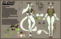 2026 anthro areola biped border breasts brown_body brown_fur butt claws cleavage clothed clothing color_swatch digital_drawing_(artwork) digital_media_(artwork) elena_(psychorodent) english_text eyewear female fingers front_view fur genitals glasses green_eyes hair hi_res hooves horn long_hair long_tail looking_at_viewer model_sheet monochrome navel nipples nude nude_anthro nude_female pronouns rear_view snatyr snout solo spiritelin tail text tongue tongue_out vulva wearing_glasses white_body white_fur white_hair yellow_border