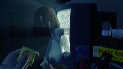 2021 3d big_breasts black_hair breasts centerfoldersfm condom condom_wrapper ghost ghost_girl human long_hair looking_at_viewer nipples nude_female pale-skinned_female pale_skin pov television the_ring tv unseen_male_face yamamura_sadako