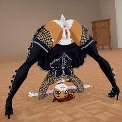 3d ai_generated anthro anthro_female anthro_furry anus boots bunlith_(b0tster) fishnet fishnet_legwear fishnets gothic gothic_clothes gothic_dress high_heel_boots high_heels jack-o_pose jackochallenge lowpoly naked pussy rear_view vagina