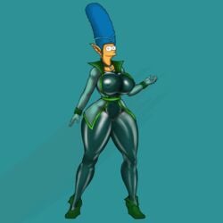 animated big_hair blue_hair bodysuit boots bursting_breasts cleavage curvy cydlock elf female female_only full_body highleg highleg_panties hourglass_figure hyper_bimbo hyper_thighs marge_simpson navel nipples_visible_through_clothing pointy_ears see-through shoulder_armor shoulder_pads solo the_simpsons thick_thighs thighhighs thong transformation wasp_waist wide_hips