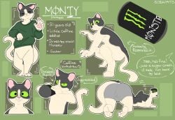 2025 absurd_res anthro arrow_sign ass ass_up balls_outline beverage big_butt big_pupils black_eyes bulge can close-up clothing container detailed_bulge digital_media_(artwork) dilated_pupils domestic_cat drinking energy_drink english_text felid feline felis fur genital_outline green_clothing green_sclera green_sweater green_topwear grey_body grey_clothing grey_ears grey_fur grey_tail grey_underwear happy hi_res holding_beverage holding_can holding_container holding_object male mammal model_sheet monster_energy monty_(sushiamazing) multicolored_body multicolored_fur pink_nose pose pupils rear_view side_view sleeping smile solo sound_effects speech_bubble standing sushiamazing sweater tail text text_box thick_thighs three-quarter_view topwear two_tone_body two_tone_fur two_tone_tail underwear vowelless vowelless_sound_effect white_body white_fur white_tail zzz