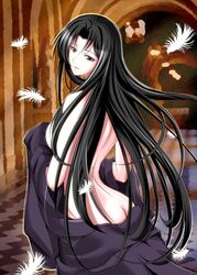 1girls ass black_hair breasts goth human long_hair looking_at_viewer pale-skinned_female pale_skin pandora_(saint_seiya) saint_seiya saint_seiya:_the_lost_canvas solo specters undressing villainess violet_eyes