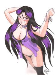 1girls black_hair blush breasts female goth human long_hair pale-skinned_female pale_skin pandora_(saint_seiya) panties saint_seiya shounen_jump solo specters villainess violet_eyes