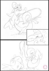 comic emolga female harumi monochrome nintendo pokemon pokemon_(species) pussy pussy_juice snivy video_games vines yuri