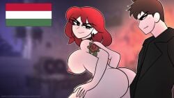 1boy 1girls 2d 2d_animation ambiguous_penetration animated black_collar black_dress black_gloves brown_coat brown_hair_male dominant_female english_text fade_to_black hungarian_flag hungary_(what_if_animation) kinga_(what_if_animation) longer_than_10_seconds longer_than_30_seconds mug national_personification original patreon patreon_link patreon_url red_hair_female short_video shorter_than_one_minute snoring sound speech_bubble spray_can submissive_male tattoo text_bubble text_bubbles unnamed_character video what_if_animation_(artist)