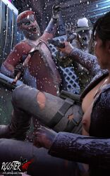 10:16 3d 3d_(artwork) 4k axe backalley breasts breasts_out cap city claire_redfield claire_redfield_(jordan_mcewen) dirty dirty_clothes dirty_face dumpster erect_nipples glowing_eyes gun looking_at_another medium_breasts necklace nipples on_ground open_eyes open_mouth outdoors patreon patreon_username resident_evil roosterart santa_costume santa_hat snow snowing torn_clothes torn_clothing video_game video_game_character video_game_franchise yelling zombie