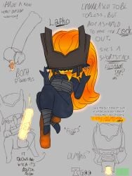 1futa balls bandage bandaged_chest big_balls big_penis bottomless breasts clothed clothing cum dark_blue_body earrings erection futa_only futanari glowing_cum glowing_genitalia glowing_penis huge_cock humanoid imp lapho large_penis lava mask medium_breasts mostly_nude oc orange_hair original original_character penis self_upload shortstack shortstack_futa small_but_hung solo text theregod