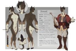 2025 4_toes 5_fingers animal_genitalia animal_penis anthro ass athletic athletic_anthro athletic_male balls bard belt big_balls big_penis birthmark black_nipples black_nose boots bottomwear brown_body brown_fur brown_hair bull_terrier canid canine canine_genitalia canine_penis canis cape claws close-up clothed clothing color_swatch colored domestic_dog english_text erection fangs feet fingers flat_colors footwear front_view fur genitals glans hair hi_res howard_(skoll666) hunting_dog itwasus knot knotted_penis lausig looking_at_viewer looking_back lute male mammal markings medieval medieval_clothing model_sheet multicolored_body multicolored_fur muscular muscular_anthro muscular_male musical_instrument navel nipples nude pants pawpads pecs penis plucked_string_instrument pointy_ears portrait pubes rear_view sheath shoes simple_background smile smiling_at_viewer solo string_instrument teeth terrier text toes vein veiny_penis yellow_eyes