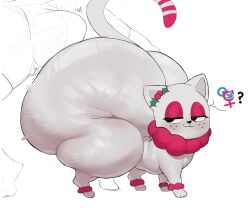 a_cat_is_fine_too absurd_res all_fours ass bedroom_eyes big_butt black_eyes blush bottomwear bulge clothing dipstick_tail domestic_cat duo erection erection_under_clothing fat_ass_feral felid feline felis female female_symbol feral feral_only freckles gender_symbol hi_res huge_butt huge_hips huge_thighs hyper hyper_butt junipurr male male_symbol mammal markings motylek narrowed_eyes question_mark seductive shorts smile symbol tail tail_markings thick_thighs white_body wide_hips