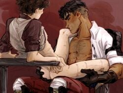 2boys 2d_(artwork) academy anal anal_sex arcane arcane_jayce arcane_viktor arched_back arms ass ass_focus beard beard_stubble before_sex bigger_male brown_hair bushing chair chair_position chair_sex circumcised clothed_sex cock cock_on_butt color colored dark-skinned_male dark_hair dark_skin desk desk_sex disabled_male fucking fucking_good_and_hard fully_clothed gay gay_male gay_sex gloves hairy_chest hand_on_ass hand_on_hip hand_on_thigh hands holding holding_ass holding_waist hugging jayce jayce_talis jayvik kissing kissing_leg kissing_thigh lap_sex latino latino_male league_of_legends light-skinned_male light_skin loving_it loving_sex male male/male male_focus male_only masturbating_other masturbation mintothesoul moaning moaning_in_pleasure muscular muscular_male naked naked_male nipples no_penetration nude nude_male pale-skinned_male pale_skin pants pants_down partially_clothed praise pre_sex red_background romantic romantic_couple romantic_sex school school_uniform sex sitting sitting_on_chair sitting_on_lap sitting_on_penis sitting_on_person size_difference skinny_male smaller_male teasing thrusting vest viktor_(league_of_legends) yaoi