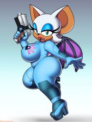 1girls 2025 animal_ears anthro anthro_female bat bat_ears bat_girl bat_wings big_ass big_breasts blue_bodysuit blue_eyeshadow cosplay eyelashes female female_only furry furry_female furry_only gun heels holding_object lips lipstick looking_at_viewer makeup nipple_bulge omegasunburst rouge_the_bat samus_aran_(cosplay) shortstack side_view solo solo_female sonic_(series) sonic_the_hedgehog_(series) thick_thighs white_fur wide_hips zero_suit_samus_(cosplay)