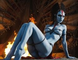 ai_generated ass avatar avatar:_fire_and_ash blue_skin breasts female looking_at_viewer na'vi nipples varang