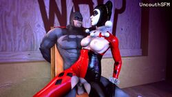 1boy 1girls 3d animated arm_around_neck arms_behind_back ass assertive background balls batman batman:_arkham_knight batman_(series) bdsm bodysuit bondage bouncing_breasts breasts breasts_out chair chair_bondage cowgirl_position dc_comics detailed_background domination duo eye_contact female female_on_top femdom forced front_view harley_quinn harley_quinn_(arkham) harley_quinn_(arkham_knight) harley_quinn_(classic) headgear human human_only jester_cap jiggle large_breasts latex latex_bodysuit light-skinned_female light-skinned_male light_skin lipstick looking_at_another looking_back looking_back_at_partner male male/female malesub mask medium_breasts mp4 nipples no_sound on_chair open_mouth penis pussy rape red_lipstick restrained reverse_cowgirl_position reverse_rape sex signature sitting source_filmmaker straight submissive testicles torn torn_clothes uncouthsfm vaginal video