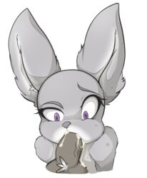 anthro cum cum_in_mouth cum_inside cum_leaking disembodied_penis disney erection fellatio female judy_hopps lagomorph long_ears male mammal oral penis purple_eyes scikosis sex straight zootopia