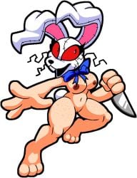blonde_female bunny_girl cartoony female_only five_nights_at_freddy's five_nights_at_frickbears five_nights_at_frickbears_3 freckles hairy_pussy knife naked naked_female solo stylized vannabelle_(frickbears_3) vanny_(fnaf)