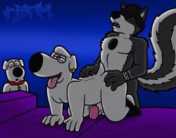 anal anal_sex ass black_fur blush brian_griffin butt canine deke domestic_dog family_guy fur gay group jasper_(family_guy) male male/male male_only mammal muscular muscular_male penetration sex skunk smooth_fur tbfm white_fur yaoi