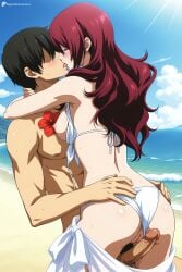 1boy 1girl ai_generated ass beach bikini bikini_bottom_aside bikini_pull black_hair blue_sky blush breasts breasts_out censored closed_eyes clothes_pull clothing_aside cloud day digitalwaifugallery erection faceless faceless_male flower french_kiss hetero hi_res hibiscus high_quality high_resolution hug kiss long_hair medium_breasts mitsuru_kirijo nipples ocean outdoors patreon penis persona_3 pussy red_hair sarong seductive sexy sky sunlight sweat swimsuit tongue tongue_out uncensored water watermark white_bikini