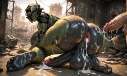 ai_generated assaultron assaultron_(fallout) cum fallout fallout_4 feet futanari