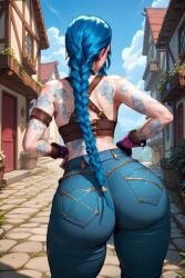 1girl 1girls ai_generated animated ass_focus blue_hair blue_jeans breasts butt candy_blue_hair cleavage clothed_female crop_top dancing dat_ass detailed detailed_background female female_focus female_only gloves hourglass_figure human jeans jinx_(league_of_legends) league_of_legends looking_at_viewer magenta_eyes midriff navel outdoors pink_eyes portrait punk purple_fingernails purple_nails riot_games ripped_clothing round_breasts seducing seduction seductive seductive_body seductive_eyes seductive_gaze seductive_look seductive_mouth seductive_pose seductive_smile self_upload shiny shiny_body shiny_breasts shiny_clothes shiny_hair shiny_skin skinny_female slender_waist slim solo solo_female solo_focus standing tagme thick_thighs thigh_gap thigh_strap tight_jeans toned toned_female toned_stomach twerking twin_braids video video_games wide_hips