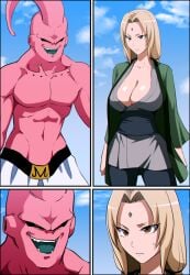 crossover dragon_ball dragon_ball_z khear majin_buu naruto naruto_shippuden tsunade