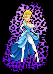 1girls areolae big_breasts big_lips bimbo blonde_hair blue_dress blue_eyes choker cinderella_(1950_film) cinderella_(disney) disney disney_princess dress exposed_areolae exposed_nipple exposed_pussy female female_only gloves hairband hand_on_hip high_heels huge_breasts labia lifting_dress long_gloves pearl_thong platform_heels shoulder_gloves solo srpng stockings thighhighs