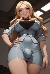 1futa 1futanari ai_generated ass assassination_classroom big_ass big_breasts big_butt big_hips big_penis blazer blonde_female blonde_hair blonde_hair blue_eyes breasts bulge bulge_through_clothing business_suit cleavage clothed clothing dick dickgirl eyebrows eyelashes from_below futa_only futanari grin grinning grinning_at_viewer hair hand_behind_head hand_on_hip hands-free huge_cock indoors irina_jelavic lips long_hair looking_at_viewer makeup narrow_waist narrowed_eyes nose penis seducing seductive seductive_eyes seductive_gaze seductive_look seductive_mouth seductive_pose seductive_smile skirt smile smile_at_viewer smiley_face smooth_balls smooth_penis smooth_skin solo solo_dickgirl solo_focus solo_futa solo_futanari suit taker_pov testicles velonix white_skirt white_suit yellow_hair