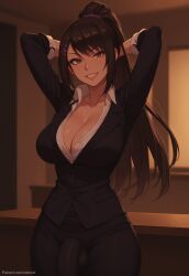 1futa 1futanari ai_generated ass big_ass big_breasts big_butt big_hips big_penis black_suit breasts brown_eyes brown_hair bulge bulge_through_clothing business_suit chabashira_sae classroom_of_the_elite cleavage dick dickgirl eyebrows eyelashes futa_only futanari grin grinning grinning_at_viewer hair hair_pin hands-free hands_behind_head huge_cock indoors lips long_hair looking_at_viewer makeup narrow_waist narrowed_eyes nose penis ponytail seducing seductive seductive_eyes seductive_gaze seductive_look seductive_mouth seductive_pose seductive_smile skirt smile smile_at_viewer smiley_face smooth_balls smooth_penis smooth_skin solo solo_dickgirl solo_focus solo_futa solo_futanari suit teacher testicles velonix