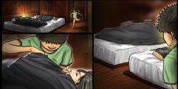 kuroneko_smith nighttime obaa-san_no_karada_ga_kimochi_yosugiru_kara sleeping_cuck sneaking stealthy taking_off_pants while_other_asleep