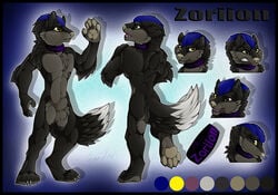 1boy animal_genitalia anthro balls canine collar fangs fully_sheathed gard3r looking_at_viewer male male_only mammal model_sheet multiple_images nude open_mouth sheath simple_background smile solo standing teeth tongue wolf