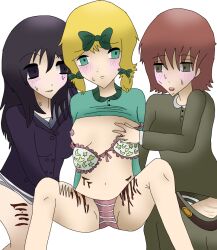 3girls aged_up anime_style black_hair blonde_female blonde_hair blood blood_stain blue_eyes bow bowtie bra bra_lift brown_hair daughter dissocaitive_identity_disorder doctor doctor_on_patient doctor_william_janus female_only female_ryona genderswap genderswap_(mtf) gore green_eyes guro imminent_rape imminent_sex implied_incest incest leophen leopold_butters_stotch lesbian_rape long_hair marjorine milf mother mother_and_daughter multiple_girls nervous nervous_expression nervous_female nipples no_pants noncon nonconsensual nonconsensual_arousal nonconsent older_dom_younger_sub older_female older_woman_and_younger_girl panties pink_nipples purple_eyes rape rule_63 ryona self_harm self_harm_fetish self_harm_scars south_park stephen_stotch therapist twintails underwear visible_pussy younger_female yuri