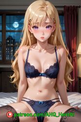 1girls ahq_hentai ai_generated ayase_saki blonde_hair blush breasts gimai_seikatsu medium_breasts patreon perfect_body stable_diffusion stockings thighhighs underwear