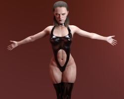 1girls 3d absurd_res absurdres drinkerofskies female female_only latex latex_suit muscular_thighs rey sith_rey solo star_wars tagme visible_nipples