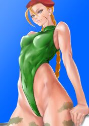 1girls blonde_hair cammy_white leotard street_fighter talkative0841 thighs