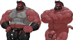 1boy abs anthro ball_stretcher balls ballsack beard beefy belly biceps big_biceps big_penis black_eyes black_hair body_hair bottomless bracelet bulge chaps chest_hair clenched_teeth clothed clothing demon demon_tail demonos_jizzlord erection eyebrow_piercing facial_hair facial_piercing foreskin foreskin_folds front_view genital_piercing grisser hand_on_hip happy_trail hi_res horns huge_cock humanoid humanoid_penis intact jewelry jockstrap leather_jockstrap male male_nipples male_only male_pubic_hair mammal manly masculine mature_male meat_log_mountain muscles muscular_male nipple_piercing nose_piercing nose_ring nude_male pants pecs penis penis_piercing piercing pose prince_albert_piercing retracted_foreskin scrotum septum_piercing simple_background smile solo standing tank_top teeth testicles thick_penis topless uncut vein veiny_penis