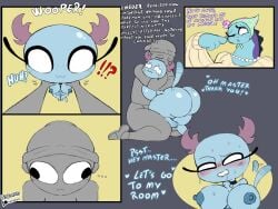 1boy 2girls absurd_res anthro armless aroused blue_body blush bodily_fluids breasts duo english_text female generation_2_pokemon hi_res human male mammal nintendo pokemon pokemon_(species) quagsire shortstack sweat tears text tibbs tibbs_arts url white_eyes wooper