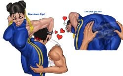 bending_over chun-li cunnilingus_through_clothes rocksasha19 ryu_(street_fighter) skin_tight_outfit steamy_pussy street_fighter