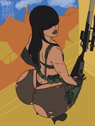 2d ass big_ass black_hair bubble_butt cosplay femboy lipstick long_hair makeup male male_only metal_gear_solid mex_boy pinup pinup_pose quiet_(metal_gear)_(cosplay) squatting tagme void_doll_nero wide_hips