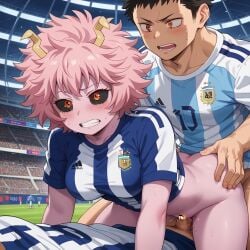 ai_generated argentina argentine_male argentinian argentinian_male asian asian_female horns horns_girl latino latino_male latino_male_asian_female mina_ashido my_hero_academia pink_body pink_hair raceplay short_hair yellow_eyes