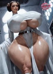 1female 1girls ai_generated big_breasts female princess_leia_organa slutcentralai solo solo_female star_wars