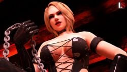 1girls blender blender_(software) blonde_hair blue_eyes bondage bondage_outfit breasts chains choker dead_or_alive dominant_female dominatrix elbow_gloves female gloves large_breasts le_sandman looking_at_viewer makeup ninja_gaiden pov rachel_(ninja_gaiden) short_hair smirk solo tagme xnalara