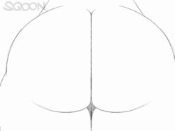 1boy 2016 4_fingers alien animated animated_gif anus artist_name ass ass_focus ass_grab ass_jiggle big_ass bubble_butt close-up femboy fluid_animation hand_on_ass inviting jiggle looking_at_viewer looking_back male monochrome nude presenting presenting_anus puwa rear_view sketch skoon_(character) smile solo spread_ass spreading sqoon text thick_thighs voluptuous wide_hips