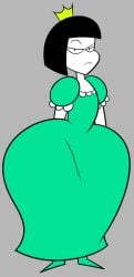 ass black_hair cropped_image female flat_chest green_dress huge_ass looking_at_viewer oboithisisfunky princess princess_applebottom princess_backache serious solo tagme white_skin