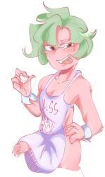 1boy 1male 1man 2d 2d_(artwork) 2d_artwork apron apron_only armbands blowjob_gesture chivkins chivkins dandy's_world dandys_world dick dick_out digital digital_art digital_artwork_(media) digital_drawing digital_drawing_(artwork) digital_media digital_media_(artwork) digital_painting digital_painting_(artwork) green_hair green_leaf_hair leaf_hair male male_focus male_only naked_apron no_background penis penis_out precum precum_drip precum_dripping precum_leak precum_leaking precum_on_penis red_body red_dick red_eyes red_penis red_skin roblox roblox_game smiling smiling_at_viewer smiling_with_teeth sprout_(dandy's_world) tongue_out uncensored video_game video_game_franchise video_games visible_penis visible_teeth wrist_cuffs